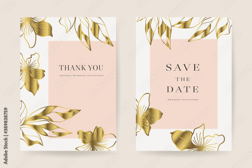 Online wedding invitations vector template. Save the date, Thank you
