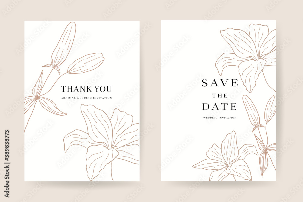 Online wedding invitations vector template. Save the date, Thank you