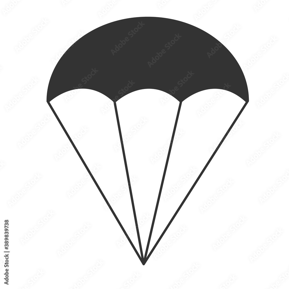 parachute icon on white background. black parachute sign. flat style. parachute icon on white background. black parachute sign. flat style.