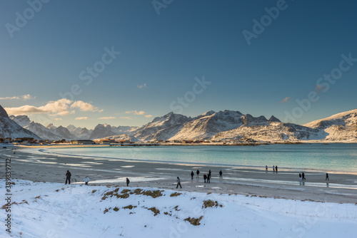 Tourists visiting the famous sand beach near