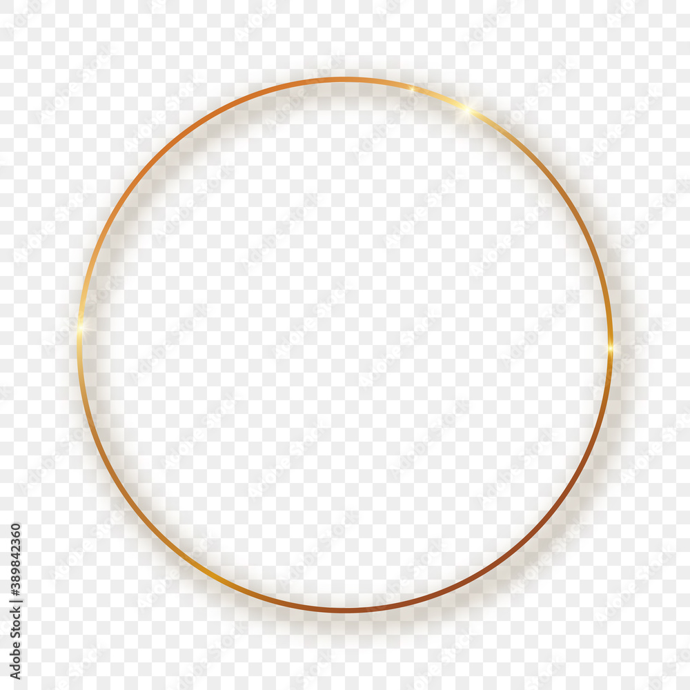 Gold glowing circle frame with shadow