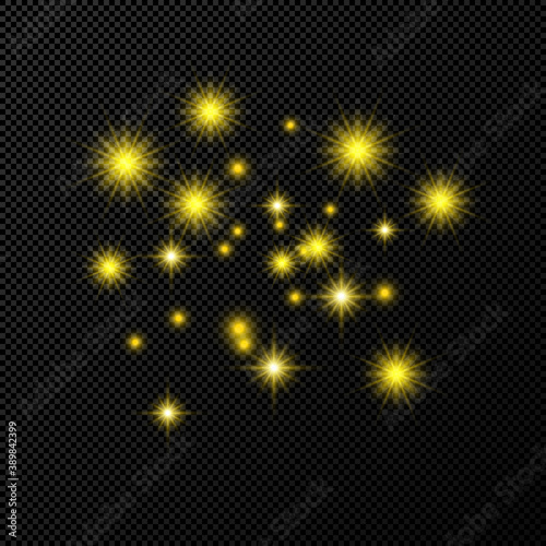 Gold backdrop with stars and dust sparkles © dniprodd