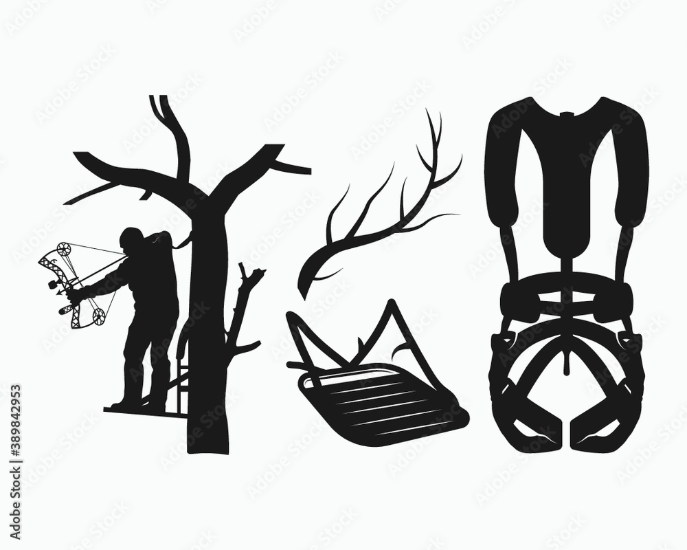 Vecteur Stock Bowhunter in Tree Stand, Patriotic Bowhunter, Bowhunter