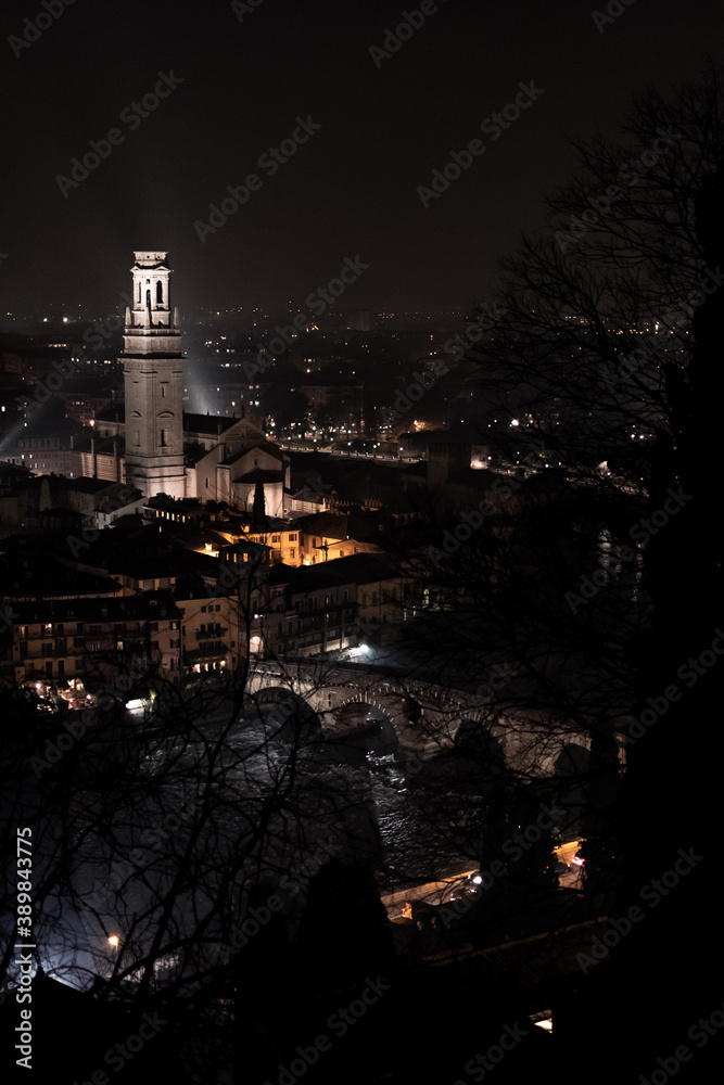 Fototapeta premium Views of Verona city at night