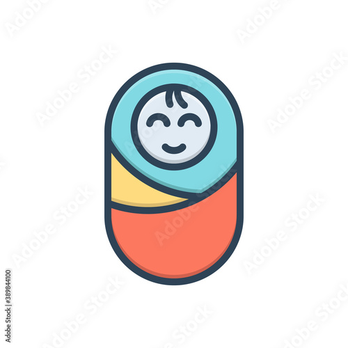 Color illustration icon for born baby 