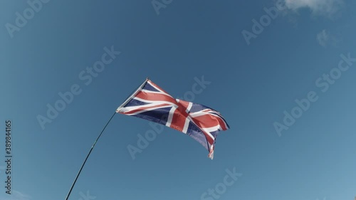 Slow Motion British Flag Waving in the Wind - 4k Video
