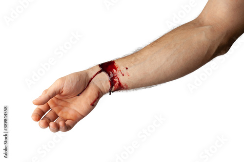 Canvas-taulu Bloody hand isolated on white background.