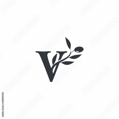 letter V with the olive oil logo