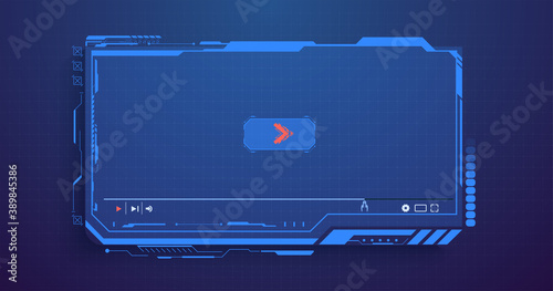 Futuristic Desktop Video player, modern digital Video player for the web templates. New Media Player interface. Skin video player. Template for Web and Mobile Apps. Vector