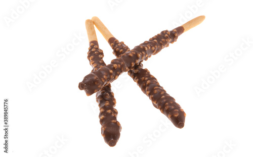 biscuit sticks in chocolate isolated