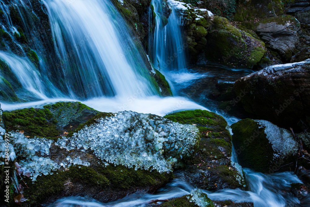 Winter in Llobregat river waterfall, Barcelona, Pyrenees, Spain Winter in Llobregat river waterfall, Barcelona, Pyrenees, Spain
