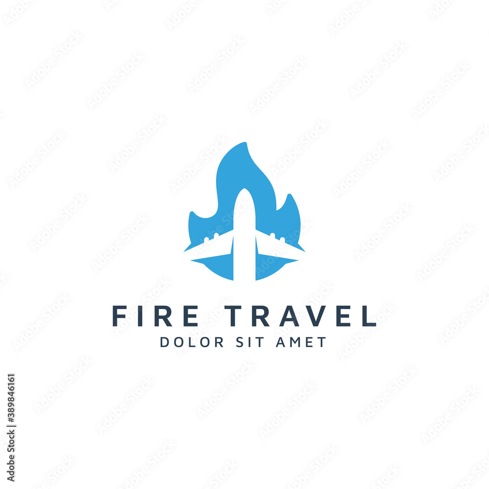 fire travel negative space logo design