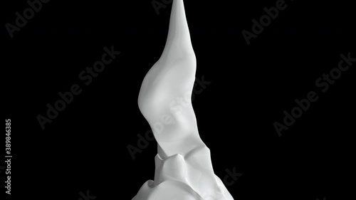 White Liquid pouring on black background