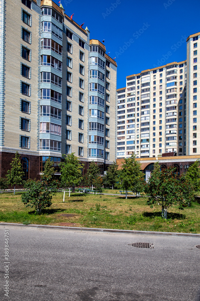 Residential multi-storey building against the sky