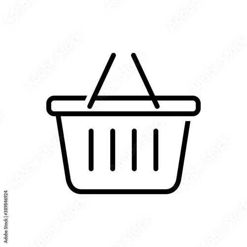 Logotipo con cesta de la compra con lineas en color negro