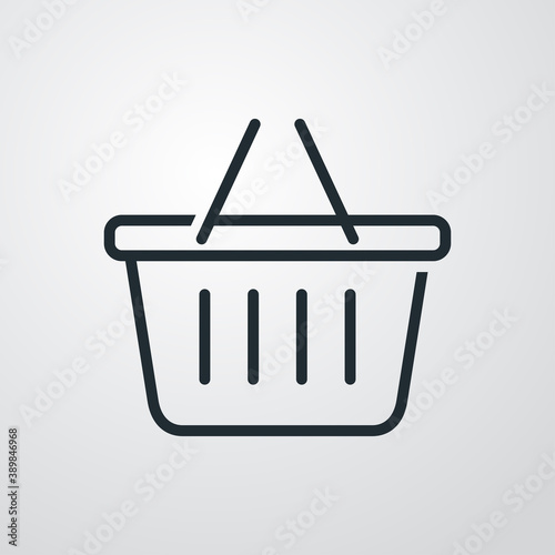 Logotipo con cesta de la compra con lineas en fondo gris