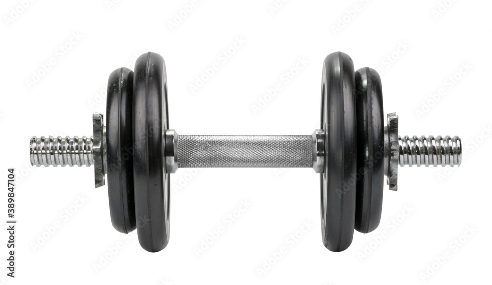 Gym dumbbell isolated white background without shadow clipping path Gym dumbbell isolated white background without shadow clipping path