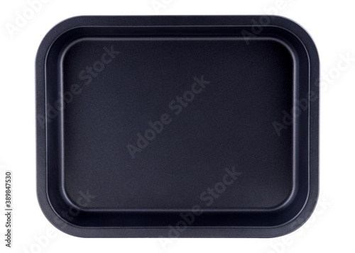 Cake form isolated on white background, copy space. Cake cup, metal mold, bakeware. Top view, flat lay, above