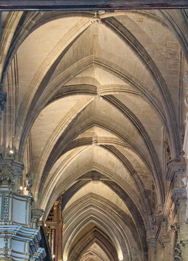 Arches and cross of the cathedral of Cuenca