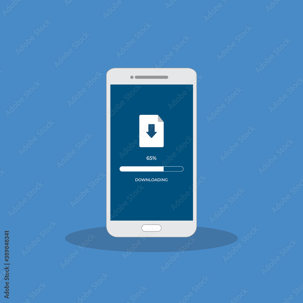 Downloading process on smartphone screen. Software interface background. Downloading process on smartphone screen. Software interface background.