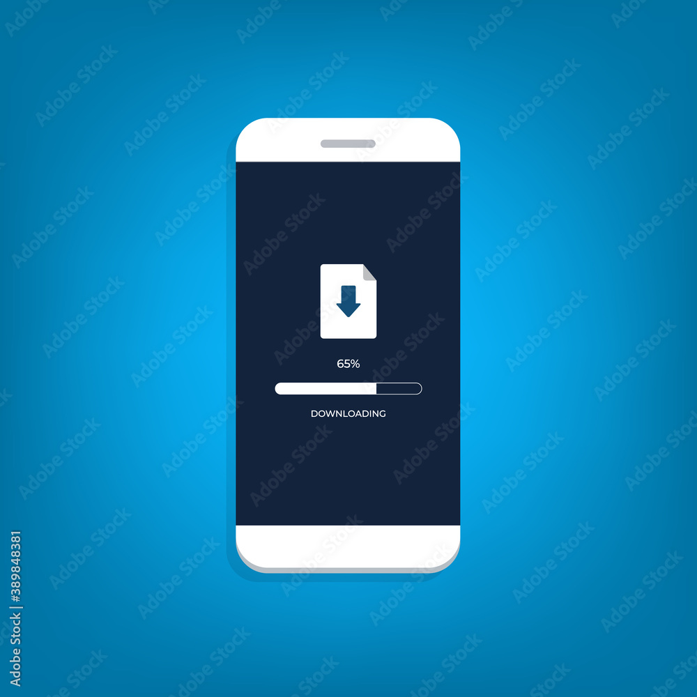Downloading process on smartphone screen. Software interface background. Downloading process on smartphone screen. Software interface background.