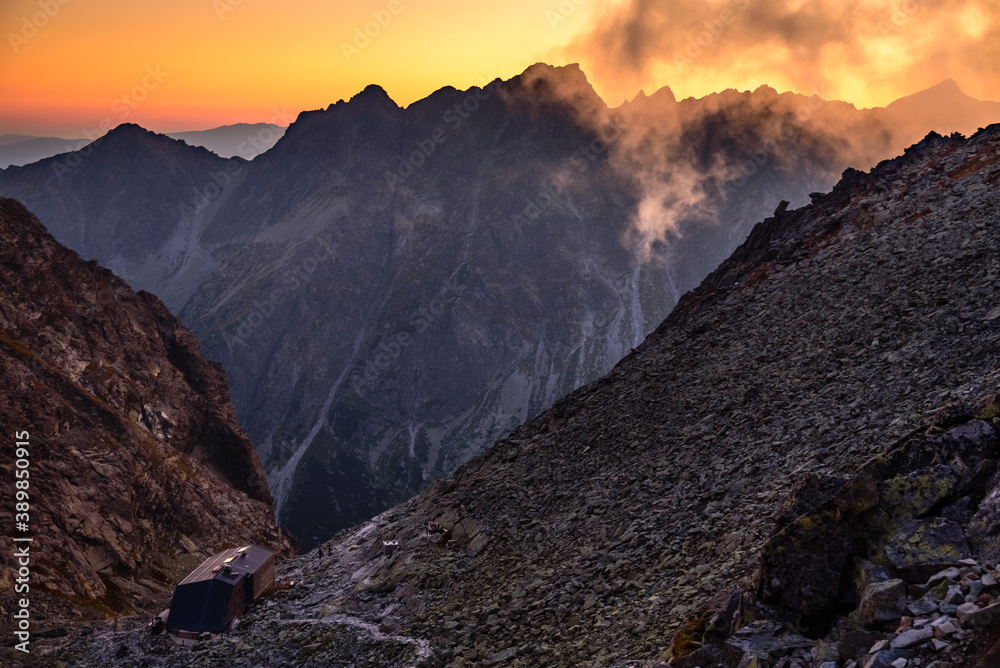 Mountain refuge Chata pod Rysmi at hight 2250m above sea level is the highest mountaing refuge in High Tatras mountains. 