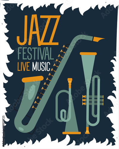 jazz festival poster with saxophone and trumpets