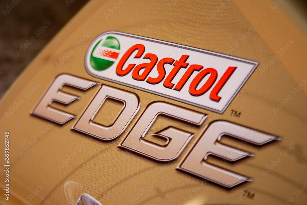 Krakow, Poland - June 16, 2020: Castrol Edge logo motor oil in plastic  canisters Stock Photo | Adobe Stock