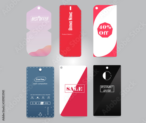 Set of hangtag design vector illustration. Discount and price tag design.
