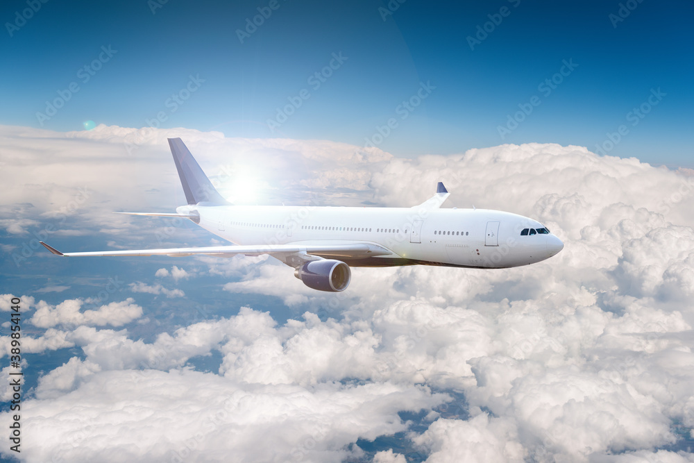 Obraz premium Passenger airplane on flight.