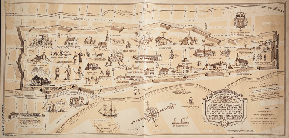 Antique map of Montreal. Background for designers