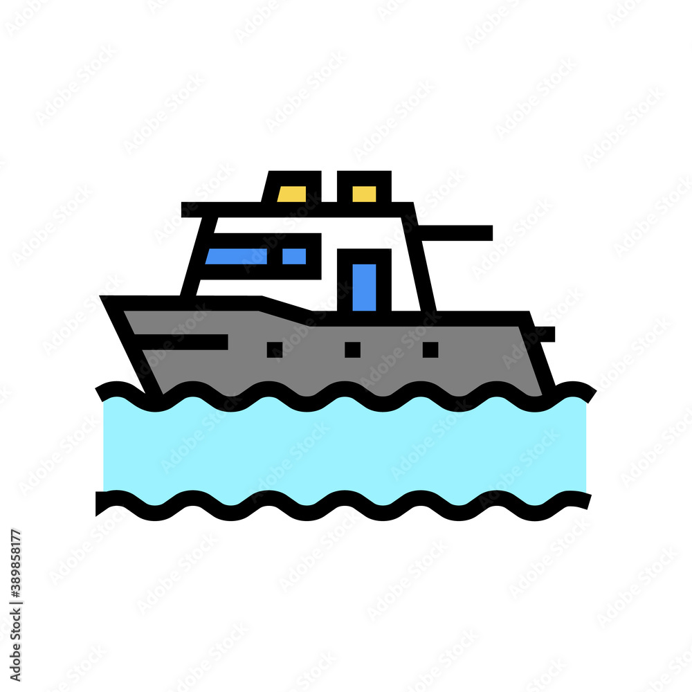 boat floating in sea color icon vector. boat floating in sea sign. isolated symbol illustration