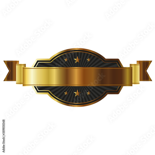 elegant golden frame emblem with ribbon
