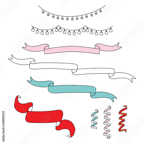 Vector set of Christmas garlands and streamers