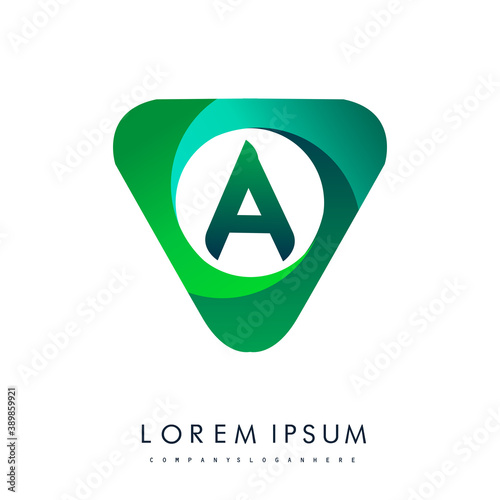 Logo A letter, green colored in the triangle shape, Vector design template elements for your Business or company identity. Free Download Logo A letter, green colored in the triangle shape, Vector design template elements for your Business or company identity. - GFXLoad