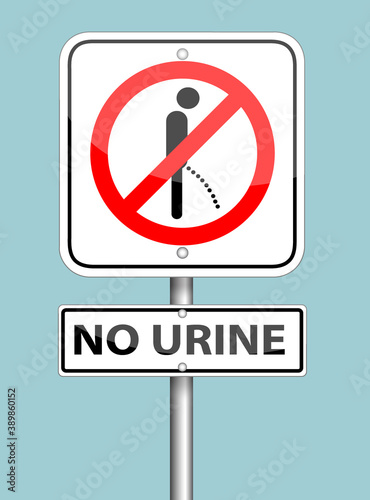 no urine this area sign pole on blue background