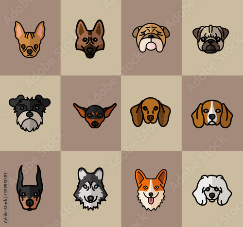 twelve dogs pets mascots breed characters