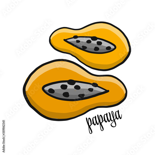 Papaya, cartoon isolated on white for your design