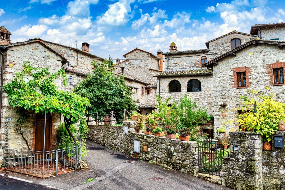 Tuscany Stone Village Houses in Summer