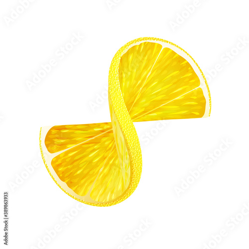 Citrus slice, lemon and orange, citrus peel to decorate cocktails and desserts, candied fruit, vector.