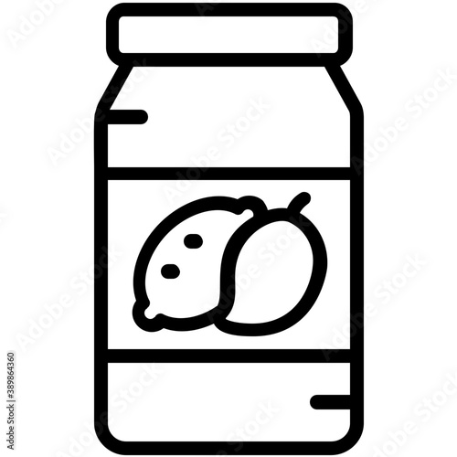 
A jar like bottle with mango image depicting jam bottle 
