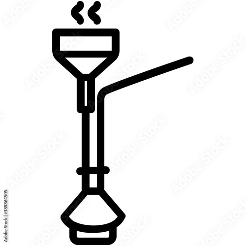 
A  smoking device with long stem and handling pipe to be smoked through, filed with tobacco and water 
