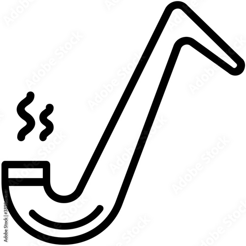 
Handheld long stemmed smoking device filled with tobacco in a plastic material representing smoke pipe 
