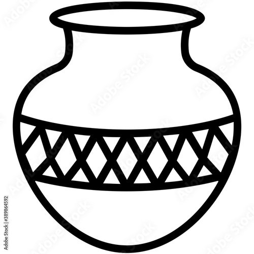 
A traditional and conventional pot made from mud and crafted carvings on it symbolizing pakistan culture 
