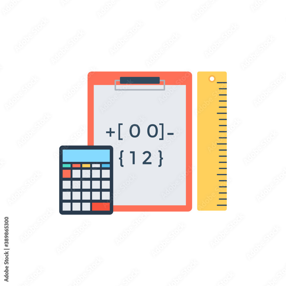 An icon showing accounting and mathematical calculations.
An icon showing accounting and mathematical calculations.