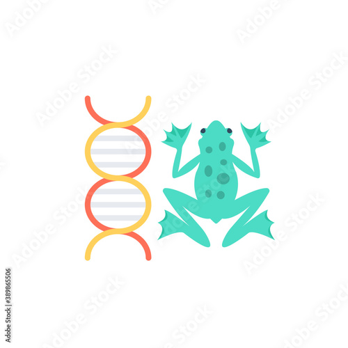 
An image of genetic makeup and frog shows biological study. 
