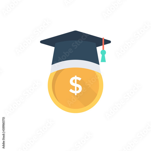 
An icon having an image of dollar wearing a mortar hat is giving a concept of finance and education.
