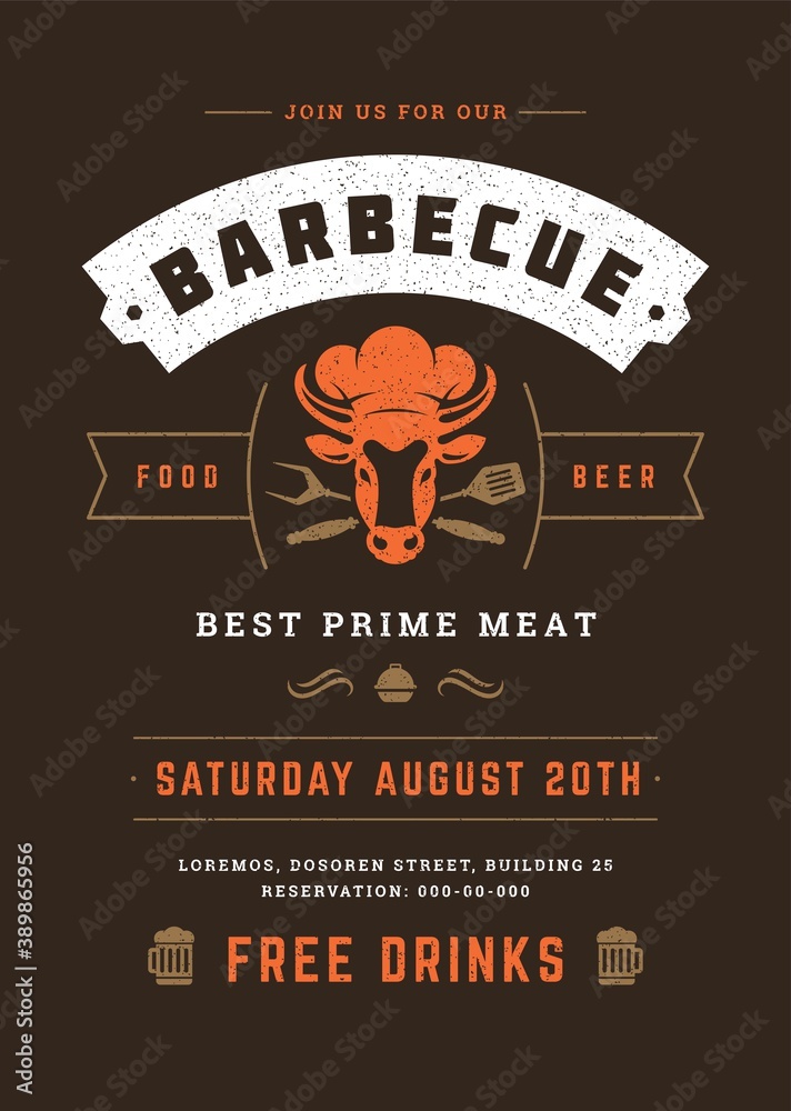 Barbecue party vector flyer or poster design template Barbecue party vector flyer or poster design template