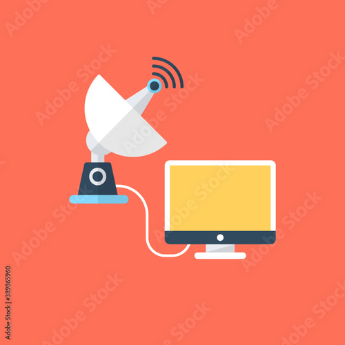 
Satellite dish antenna to receive or transmit information from communication satellite
