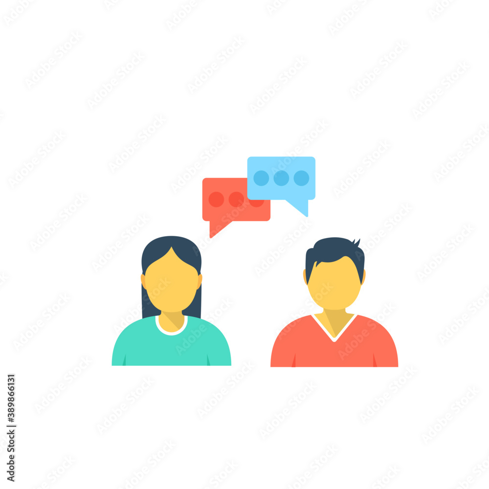 Two persons with chat bubbles are talking or discussing
Two persons with chat bubbles are talking or discussing